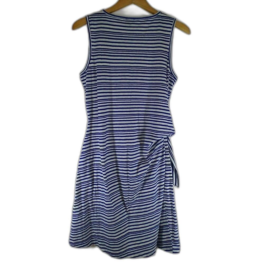 Talbots Striped Knee Length Dress PL Blue White Cotton Coastal Nautical Preppy - Picture 2 of 8